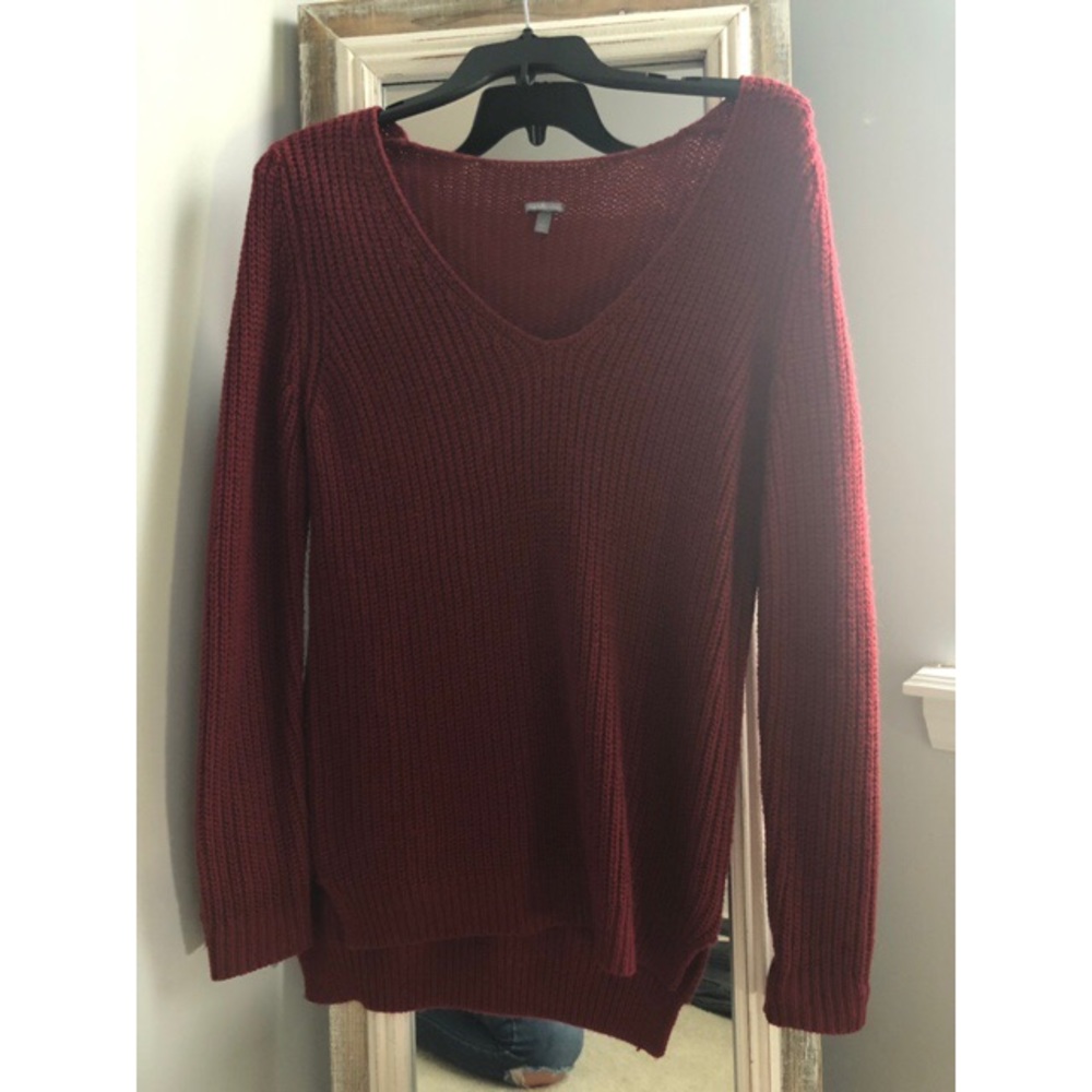 Charlotte Russe Maroon V Neck Sweater